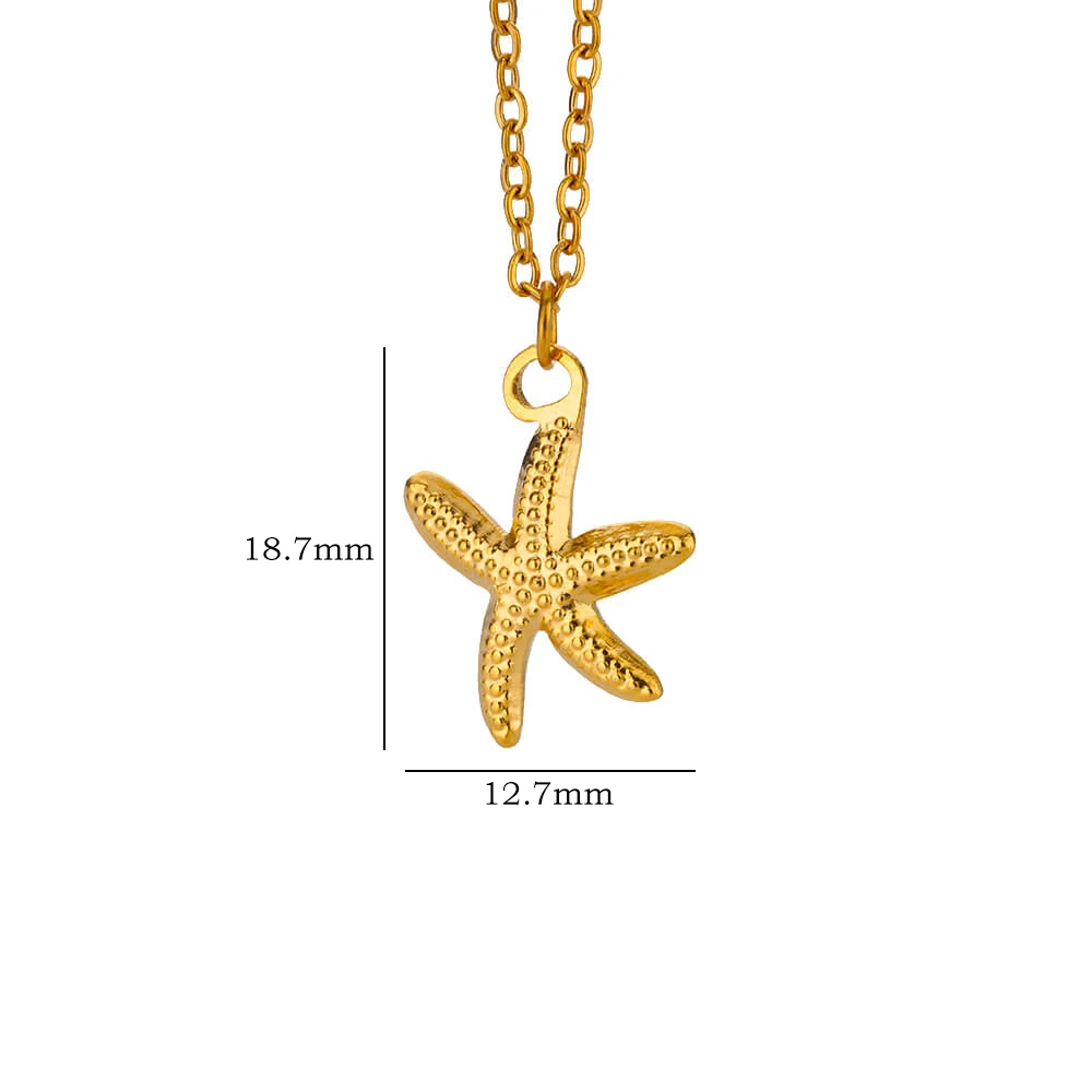 Vintage Starfish Shell Necklaces For Women Gold Color Stainless Steel Pendant Shell Necklace Aesthetic  Summer Jewelry Gift bff