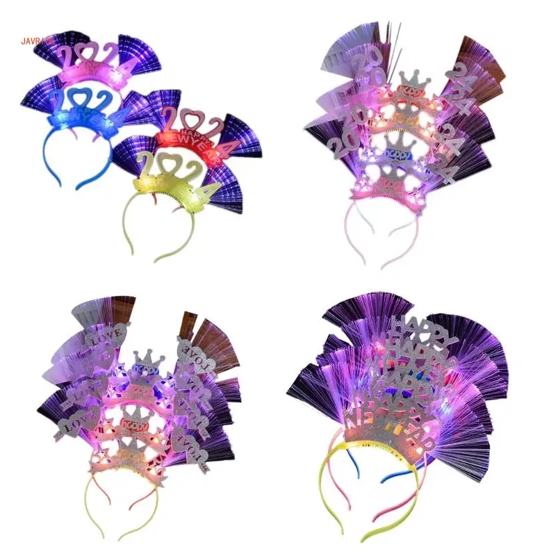 Hair Hoop 2024 Night Stall LED Headbands Glitters Fairy Theme with LED New Year for Kid Pedlar Teens Headwear