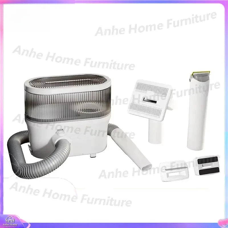 Pet Grooming Vacuum Kit Cordless Dog Hair Clipper Low Noise Trimmer Suction Cleaner Tool for Cats Dogs Shedding Brush Set