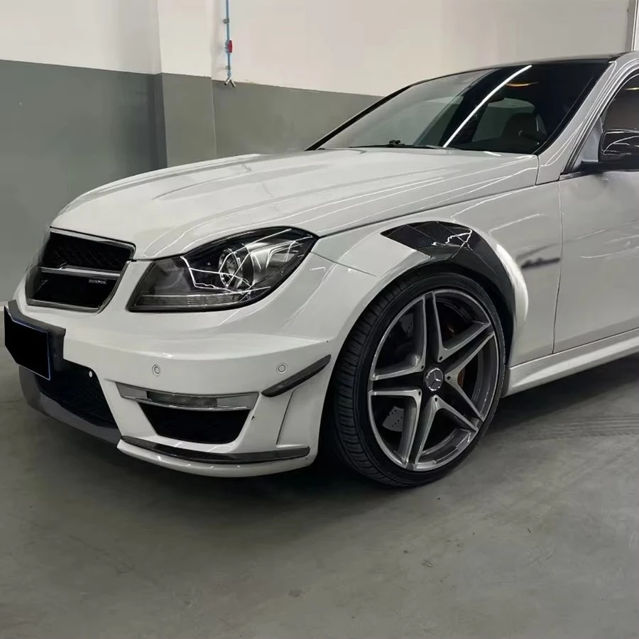For  W204 C63 AMG 2008-2014 Carbon Fiber Car Front Bumper Side Fender Intake Air Vent Mudguard Exterior Parts view 5