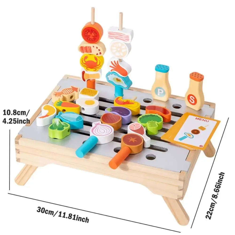Houten Fantasiespel Keukenspeelgoed Speelhuis Simulatie Voedsel Gesimuleerde Barbecueset Montessori Miniatuur Kinderen Doe alsof Koken Speelgoed