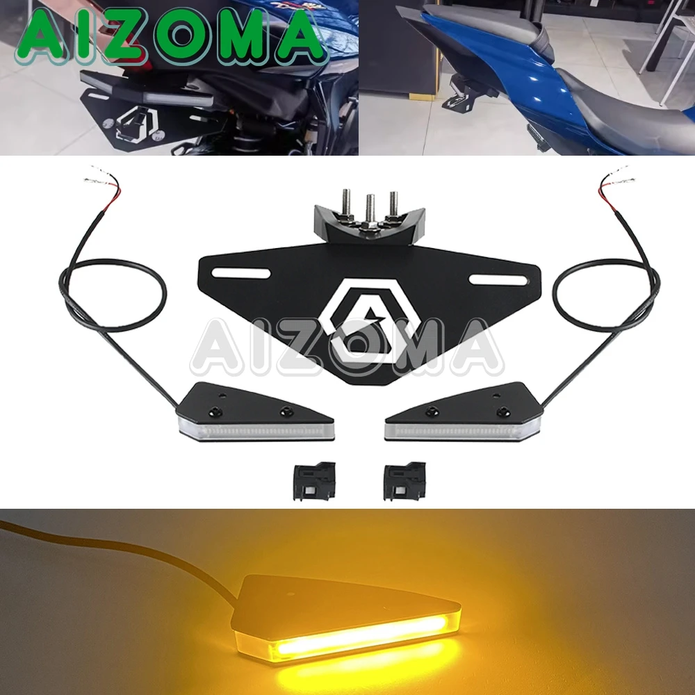 

Motorcycle LED Tail Tidy Fender Eliminator License Number Plate Frame Holder Bracket Turn Signal Light For YAMAHA YZF R1 15-22