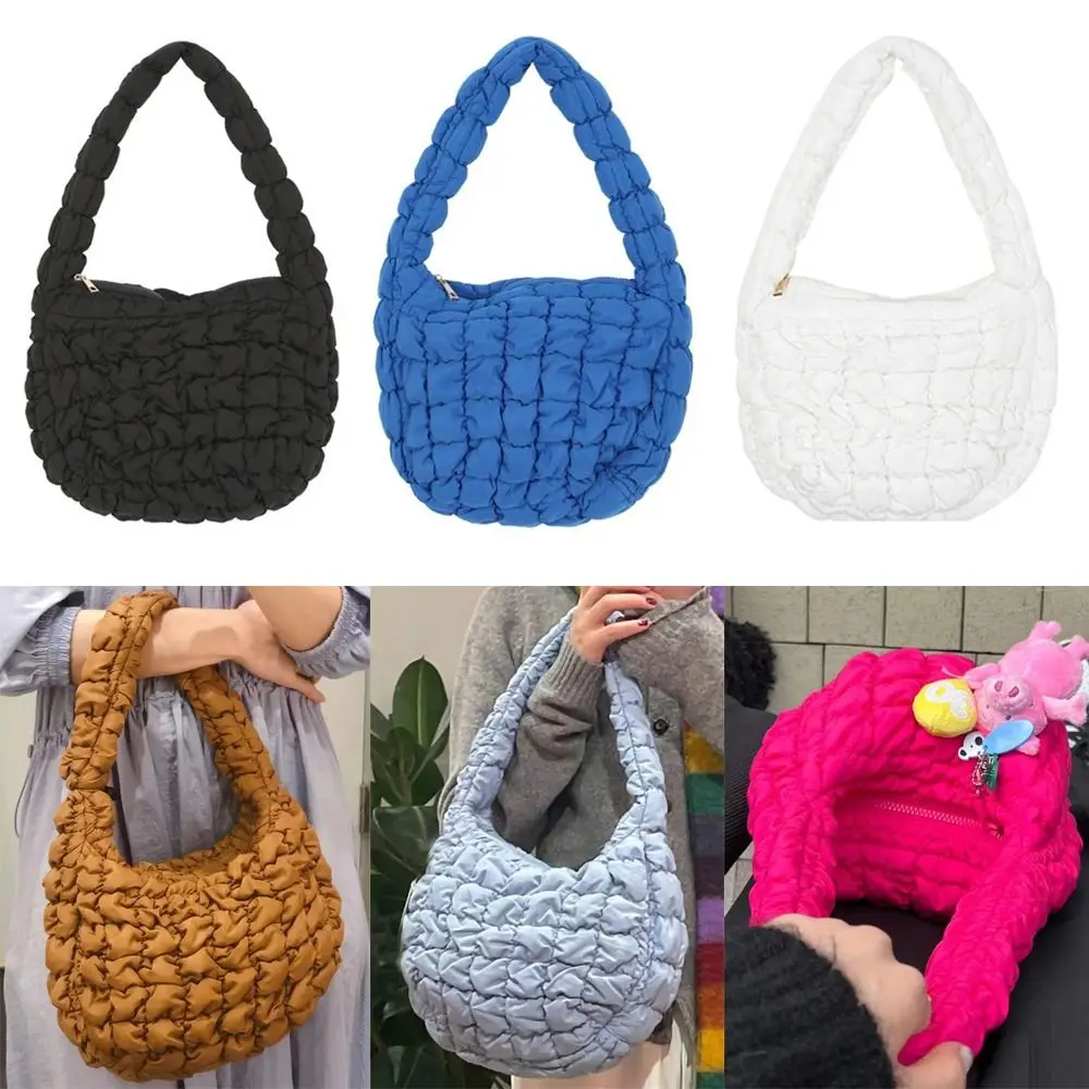 

Girls Plaid Space Cotton Padded Hobo Bag Shoulder Bag Cloud Bag Handbag