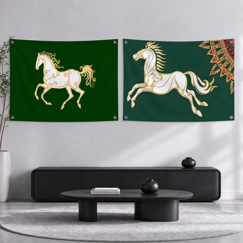 Art Kingdom of Rohan Horses Flags Decorative Flag Banner Wall Hanging, Indoor Outdoor Wall Decor for Yard Garden Patio Porch