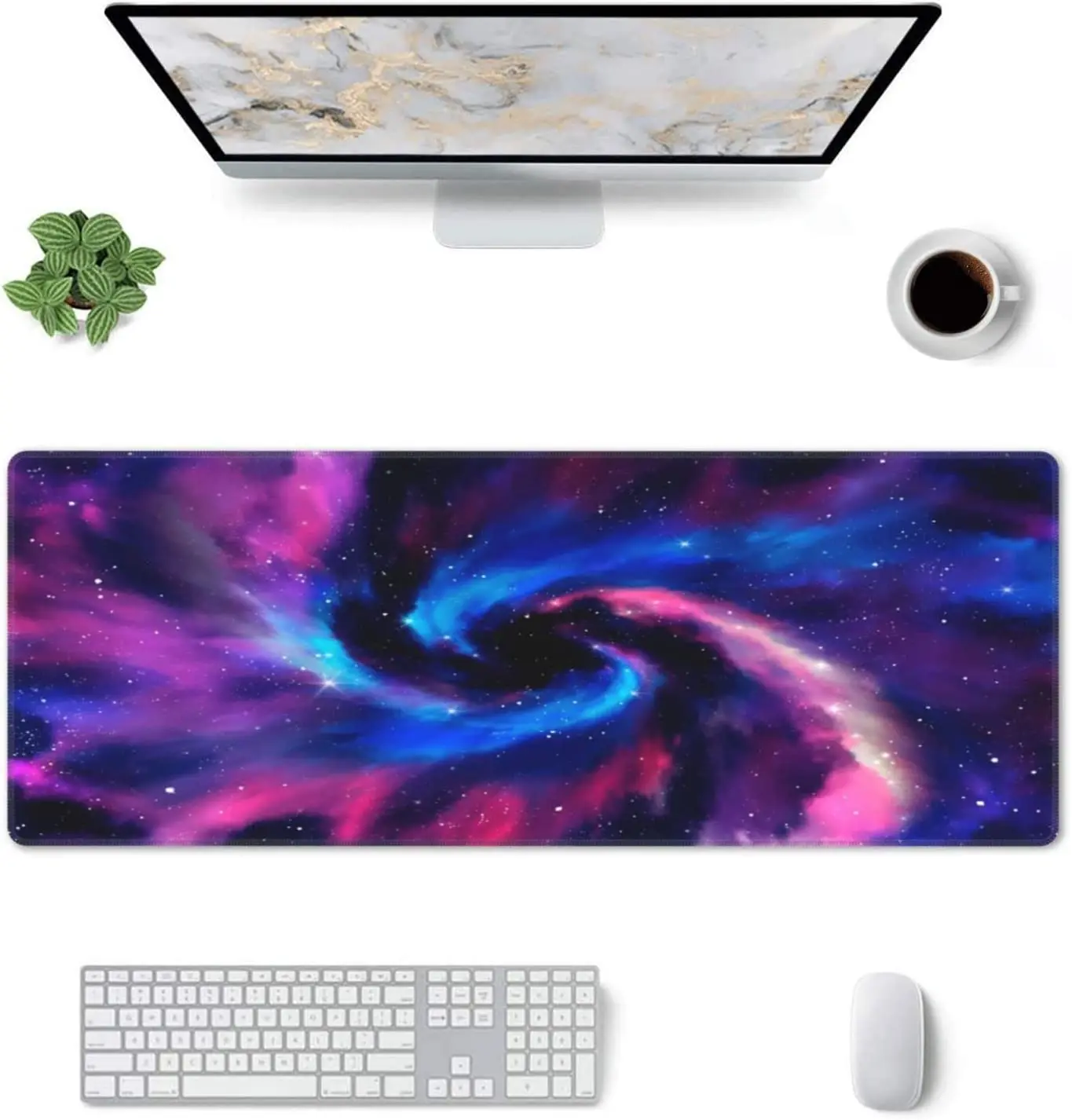 Large Mouse Pad XXL Galaxy Gaming Mouse Pad Big Desk Mat with Stitched Edges Mousepad Keyboard Computer Office 31.5X12Inch