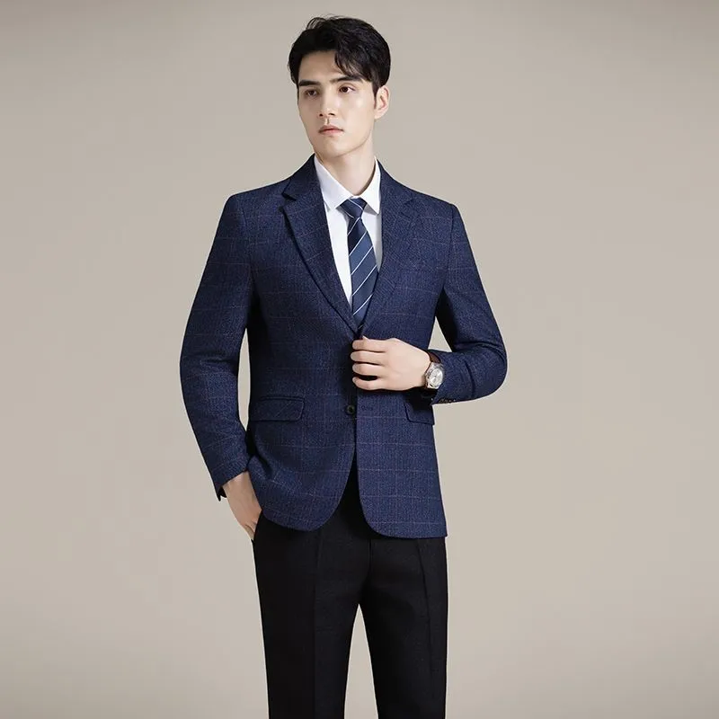 

Spring And Autumn New Men's Casual Suit Cowhide Fleece Jacket Medium And Green Men's Loose Single Piece