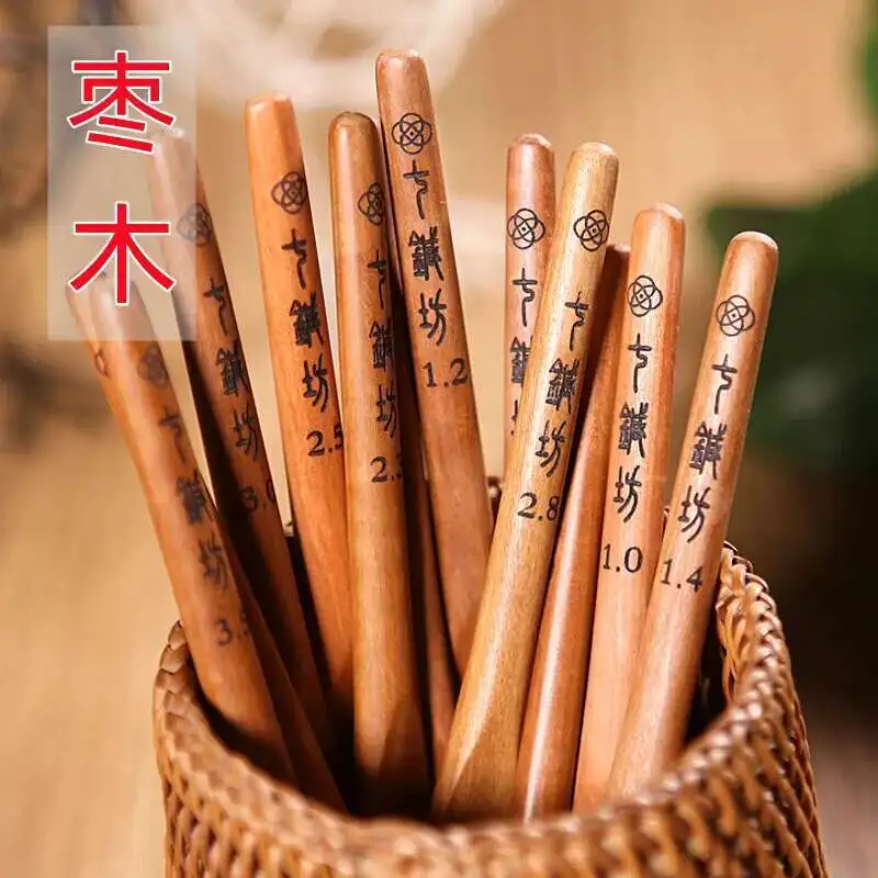 

Деревянные крючки для вязания крючком с короткой ручкой из нержавеющей стали, иглы для вязания свитера, швейный инструмент «сделай сам», подарок для мамы, жены