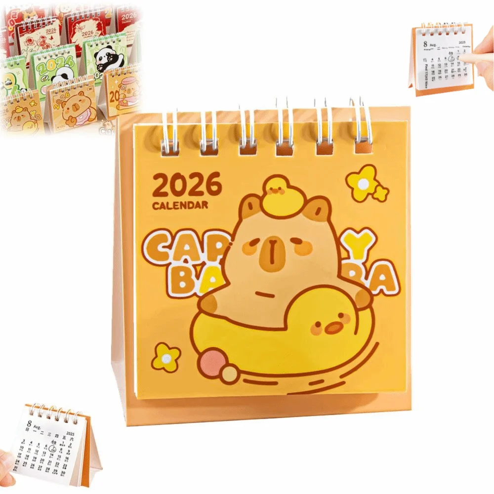 

Cartoon Capybara/Panda 2026 Desk Calendar Portable Desktop Decoration Schedule Planner Coil Mini Calendar Office School Supplies