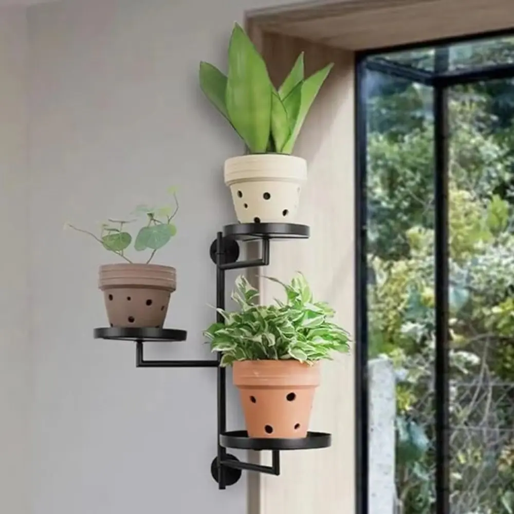 

Green Plant Potted Rotating window plant stand Waterproof Creative Three layers of plant support Simple Indoor plant shelf Home