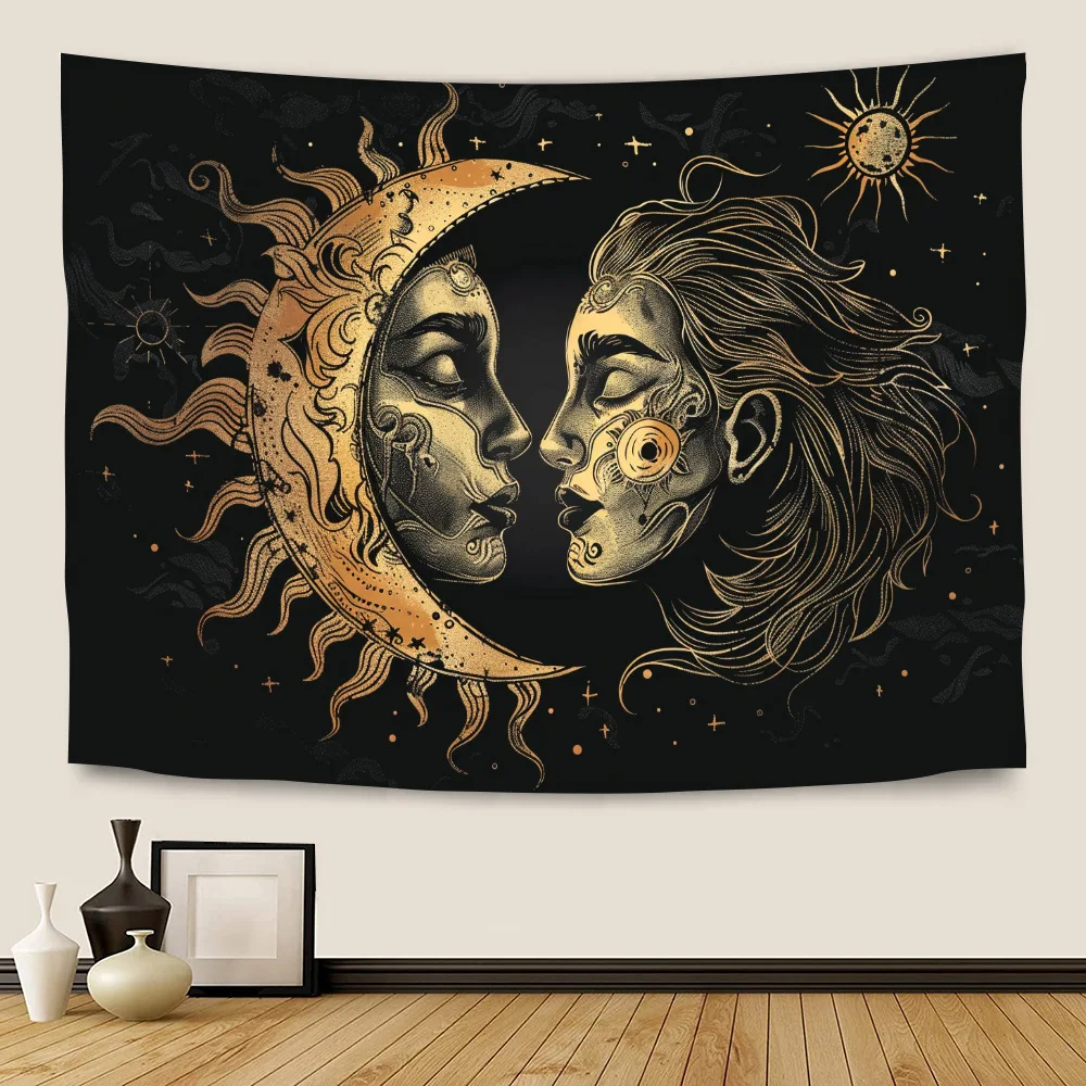 Sitting Meditation Cloth Hanging Sun Tapestry, Living Roon Bedroom Indian Master Yoga Decoration ,Aesthetics Wall Tapestries