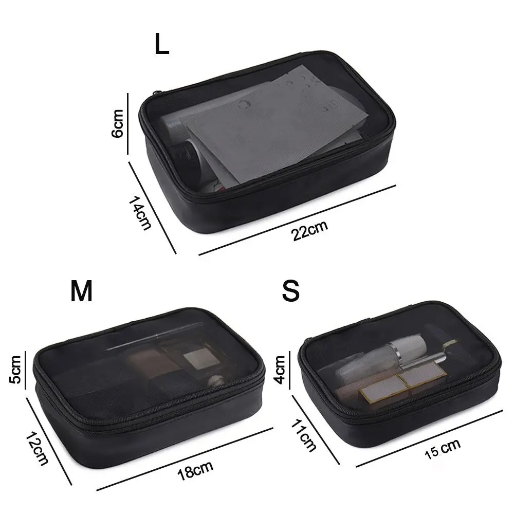 여행용 지퍼 투명 메쉬 화장품 가방, 메이크업 가방, 세면 용품 가방