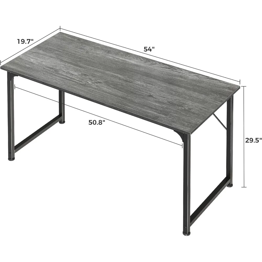 Large 55 Inch Home Office Desk for Gaming, Writing, and Studying with Ample Legroom and Sturdy Metal Frame - Ideal for Work from