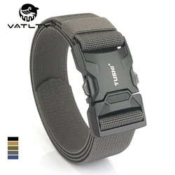 VATLTY New Tactical Type Elastic Belt for Men Quick Release Aluminum alloy Buckle Military Belt Black Work Belt Girdle Male