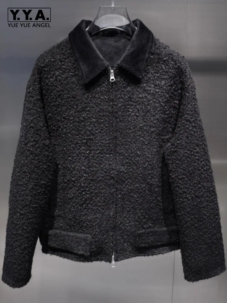 

Осень-зима вельветовая мужская куртка с отложным воротником на молнии свободного покроя Высококачественная теплая молодежная верхняя одежда повседневное толстое пальто