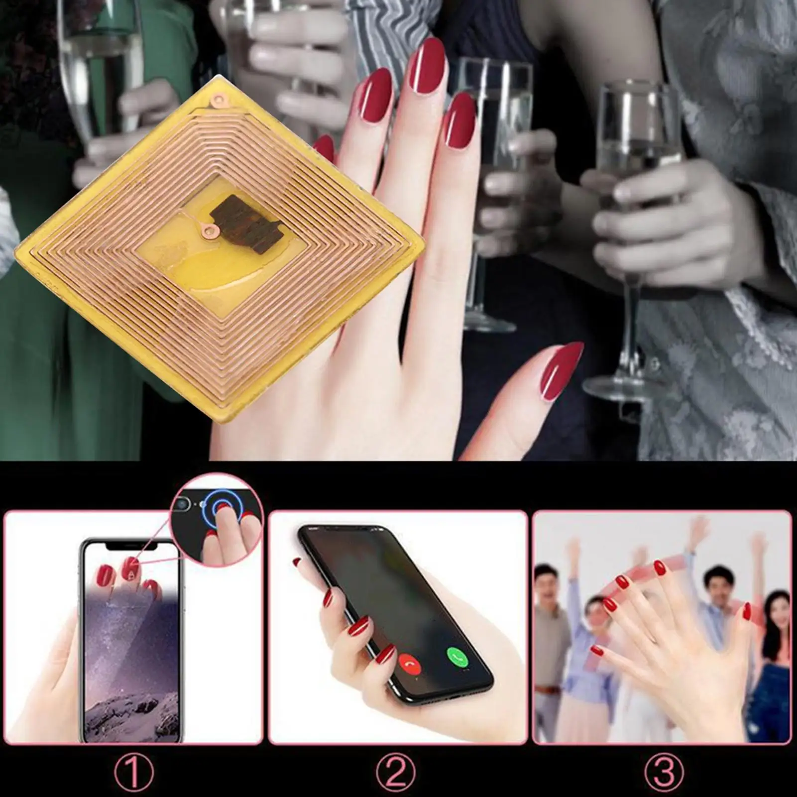 Smart Nail Chip N3 - Flexible Skin-Friendly Nail Stickers with Built-In Chip for Smart Devices & Accessories