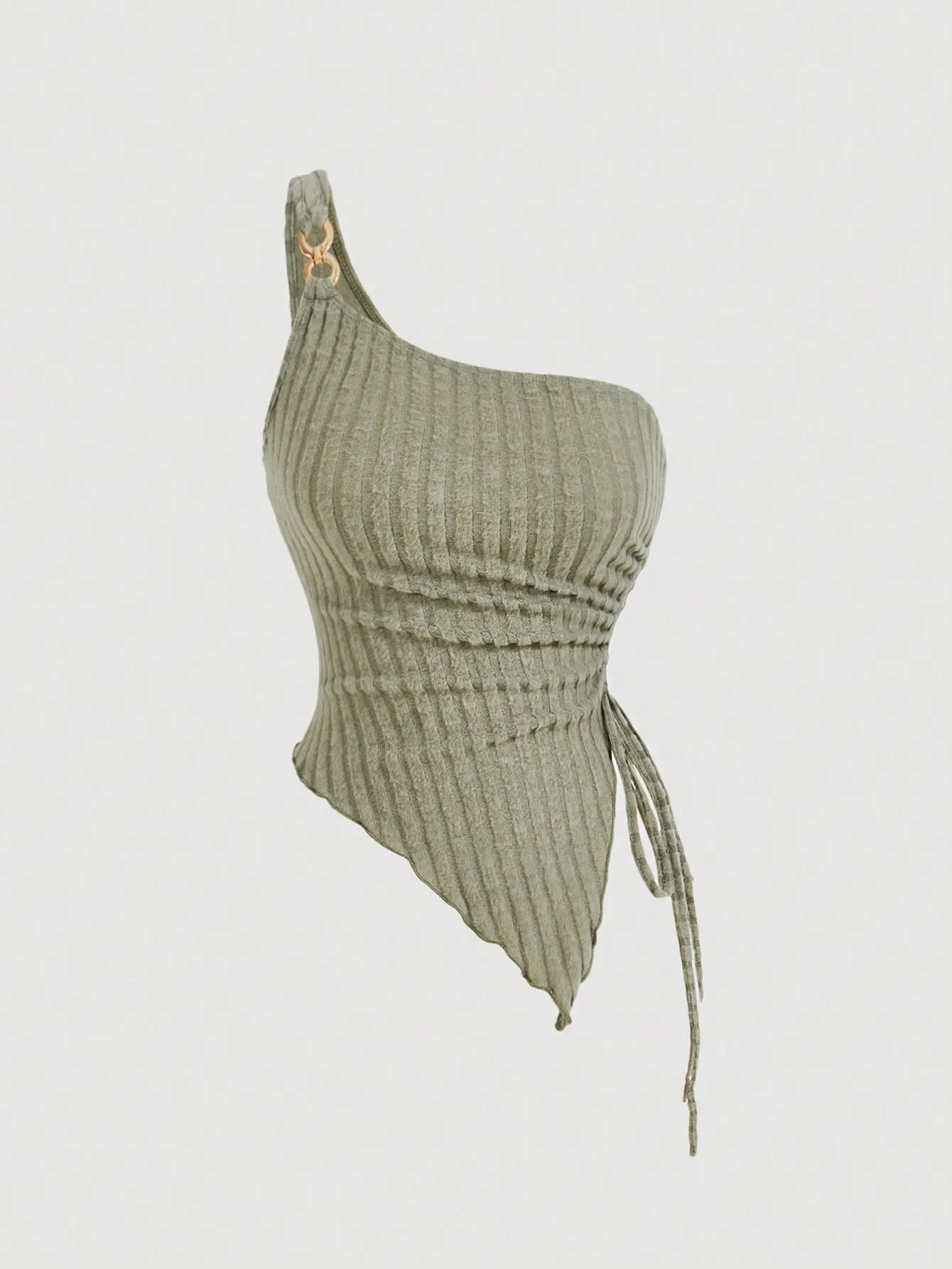 

Plus Size One Shoulder Ribbed Asymmetrical Hem Top