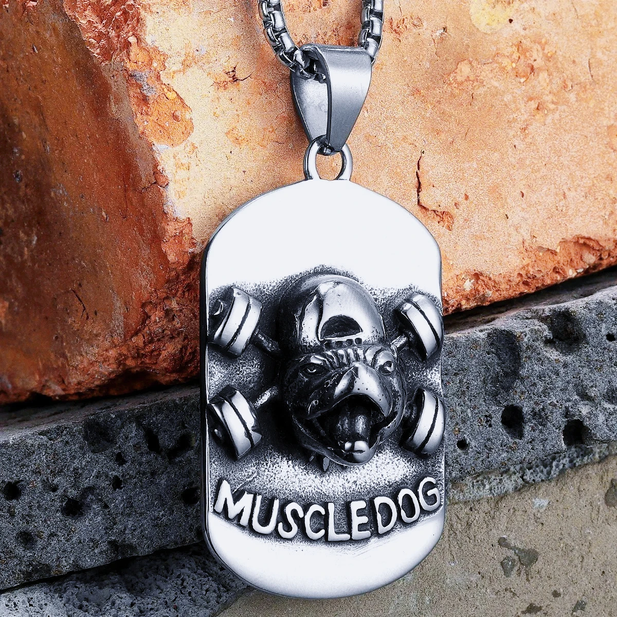 Muscle Dog Fitness Gym Men Necklace With Pendant Stainless Steel Jewelry For Women Punk HipHop Fashion Accessories Wholesale