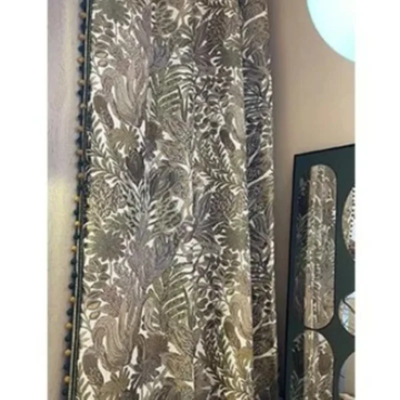 Customized American Tropical Jungle Printed Panel Thickened Blackout Curtains for Living Room Bedroom French Window Balcony