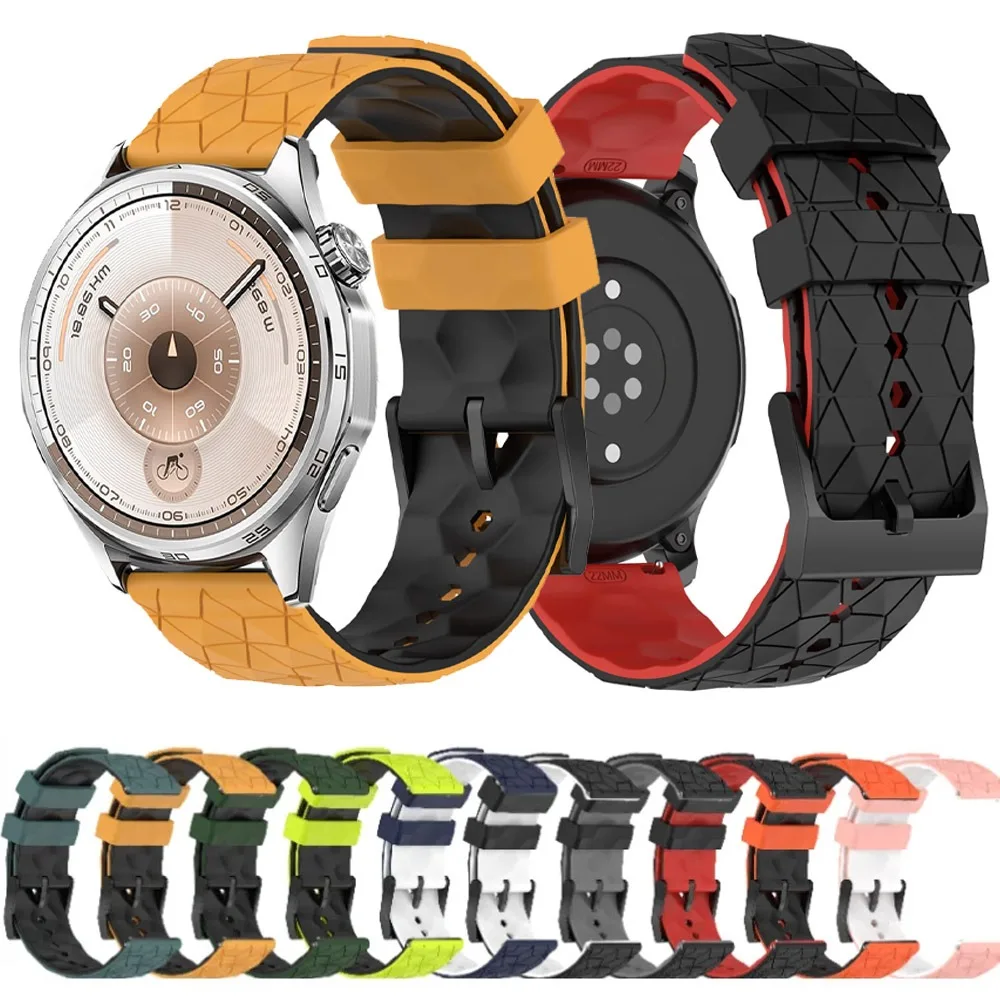 22/20mm Silicone Strap for Amazfit GTR/GTS Samsung Watch 7 6 5 4 Football Pattern Breathable for Huawei Watch 5 GT6-5-4 Pro 46mm