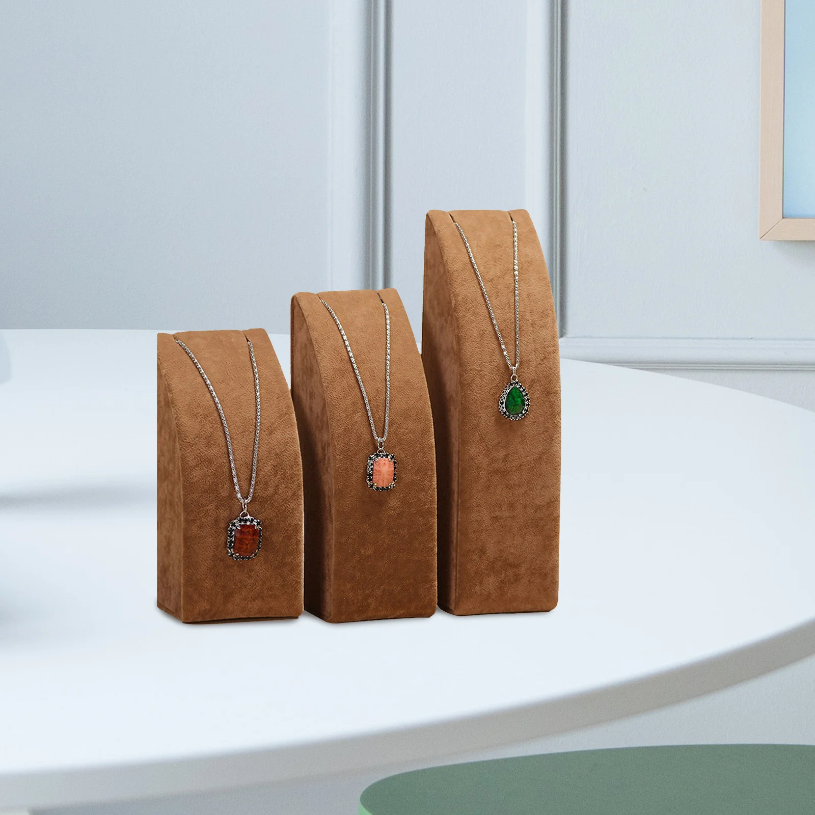 

3Pcs Necklace Display Holder Luxury Jewelry Organizer Desktop Stand Necklace Storage Rack Showcase for Pendants Chains