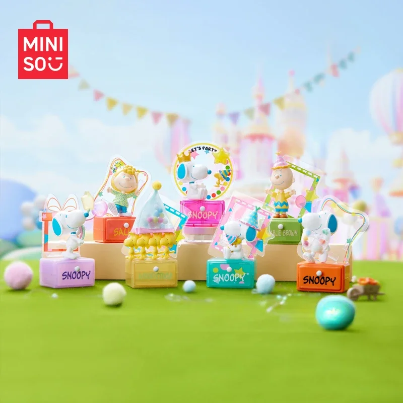 Miniso Snoopy Party Time Blind Box Model Verjaardagscadeau Kinderen Speelgoed Desktop Decoratie Animatie Randapparatuur Nieuwe Producten