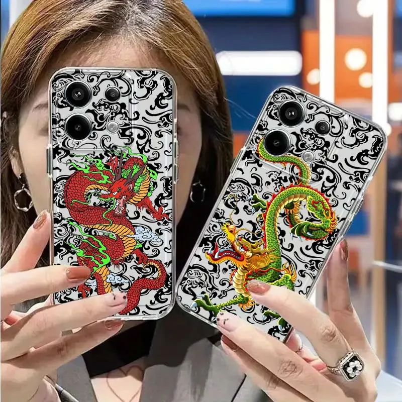 

Creative Dragon Design For Xiaomi Mi Poco F2 F3 F4 F5 F6 X5 X6 X7 Pro TPU Protection Transparent Phone Case