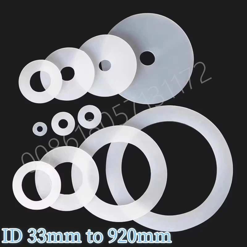 Custom Silicone Washer Heat Resist Rubber Gasket Sealing Cushion Insulation Spacer ID 33mm to ID 920mm Translucent