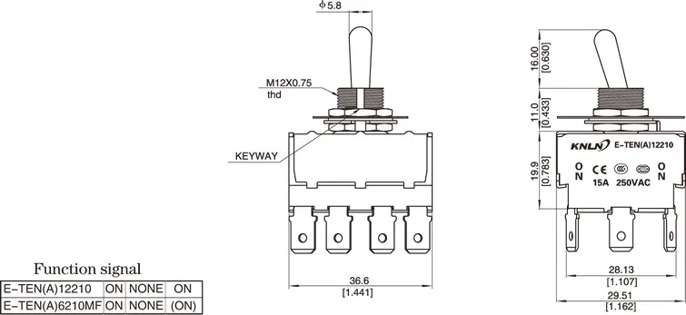 Hochwertiger 12-mm-Kippschalter, 2/3/4/6/9/12 Kontakte, zwei oder drei Positionen, E-TEN1021, 1322, 1321 – Detail 7