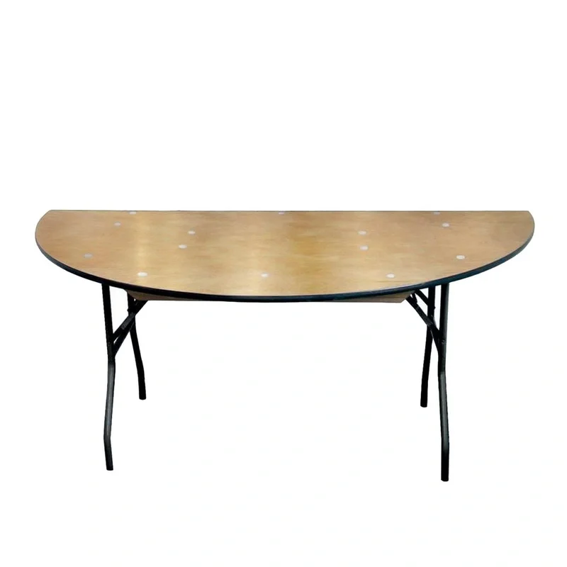 

#V High Quality Outdoor Dia. 60 Inch 4 Feet Natural Half-Round Plywood Wood Folding Banquet Event Wedding Table