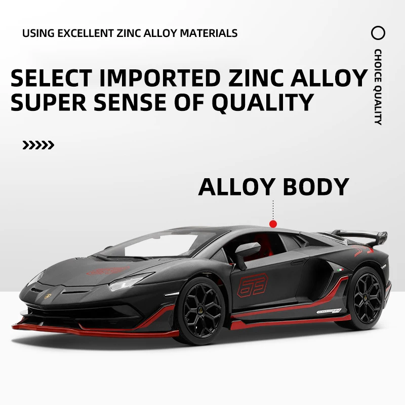 CCA 1:24 Lamborghini Aventador SVJ63 Huracan STO Super Racing Car Alloy Diecast Metal Simulation Collection Model Car Gifts Kids