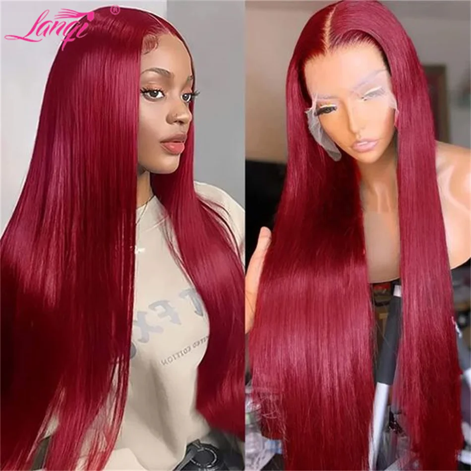 Burgundy 13X4 Lace Frontal Wig Human Hair 99J Colored Straight Lace Frontal Human Hair Wigs Transparent Remy Lace Front Wig