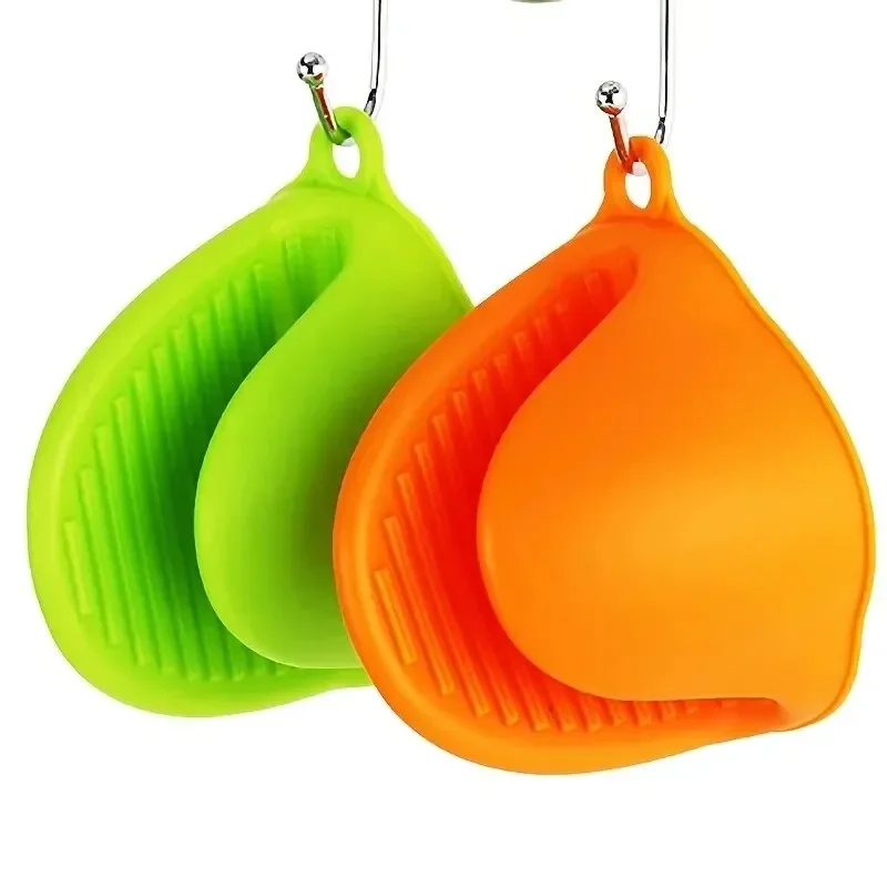 2PCS Heat Resistant Silicone Oven Mitts - Thickened Anti-Slip Pot/Bowl Clips, Essential Baking & Microwave Kitchen Tool