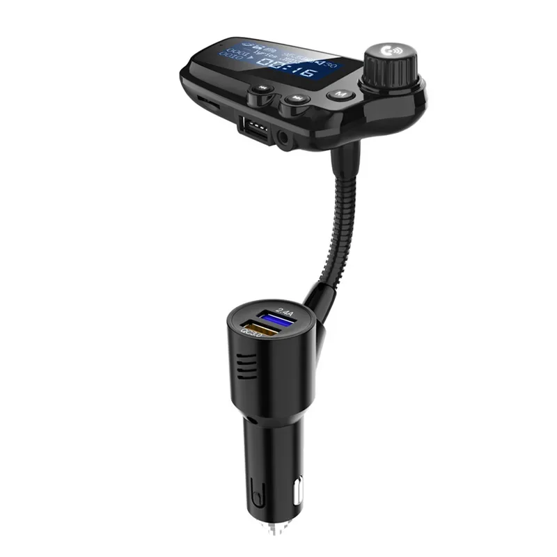 ALLSOME Bluetooth Carkit Handsfree FM Transmitter A2DP AUX Audio Car Player QC3.0 Quick Charge Support TF Card /U Disk Playback