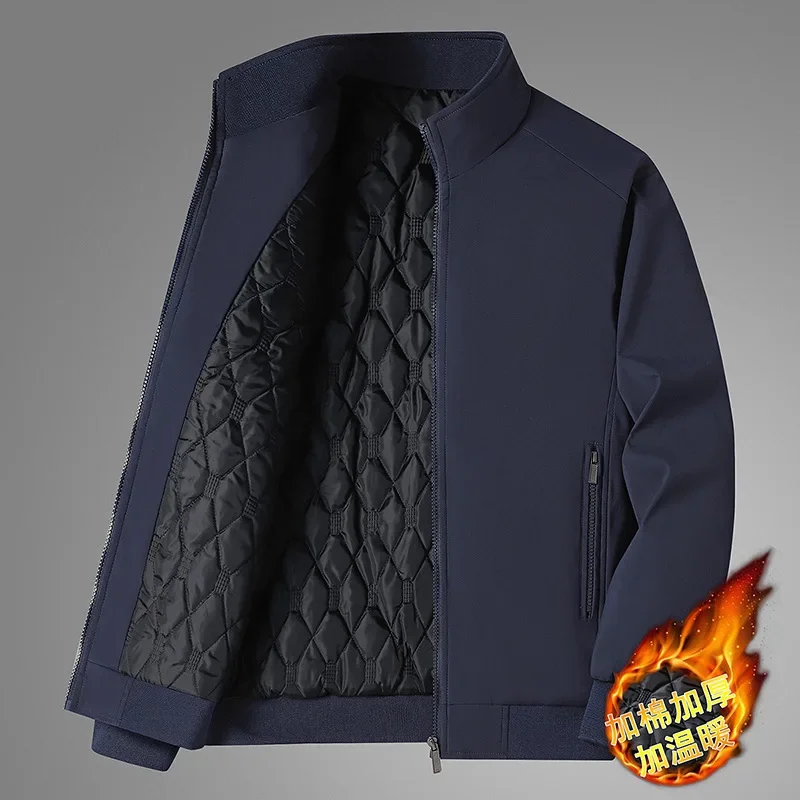 Winter Fleece Thick Jacket Men Warm Grey Windbreaker Fur Collar Coat Plus Size High Quality Brand Fashion Winter Lamb Wool Parka