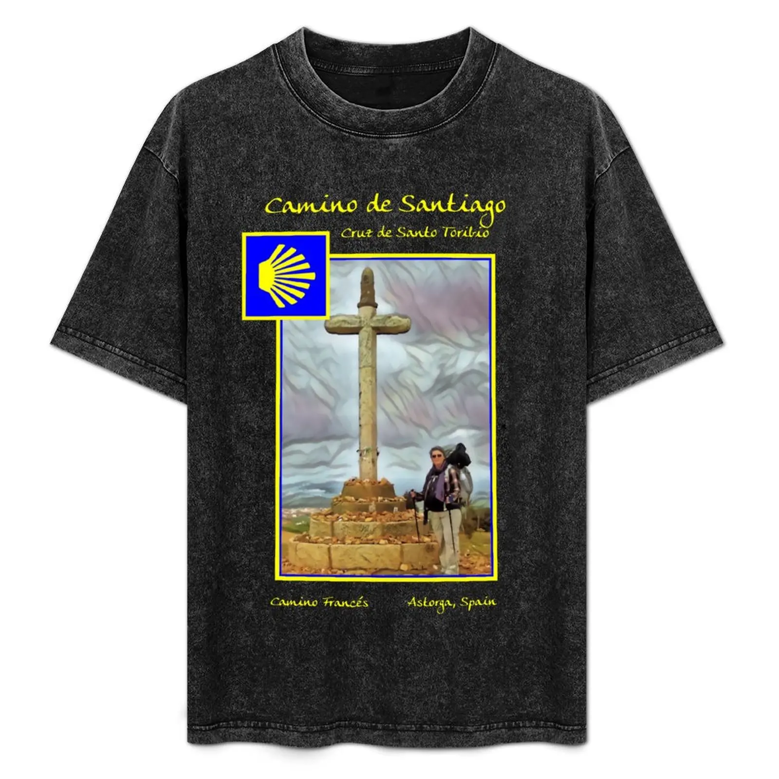 

Camino Francés - Peregrina at the Cruz de Santo Toribio T-Shirt oversizeds new edition mens big and tall t shirts