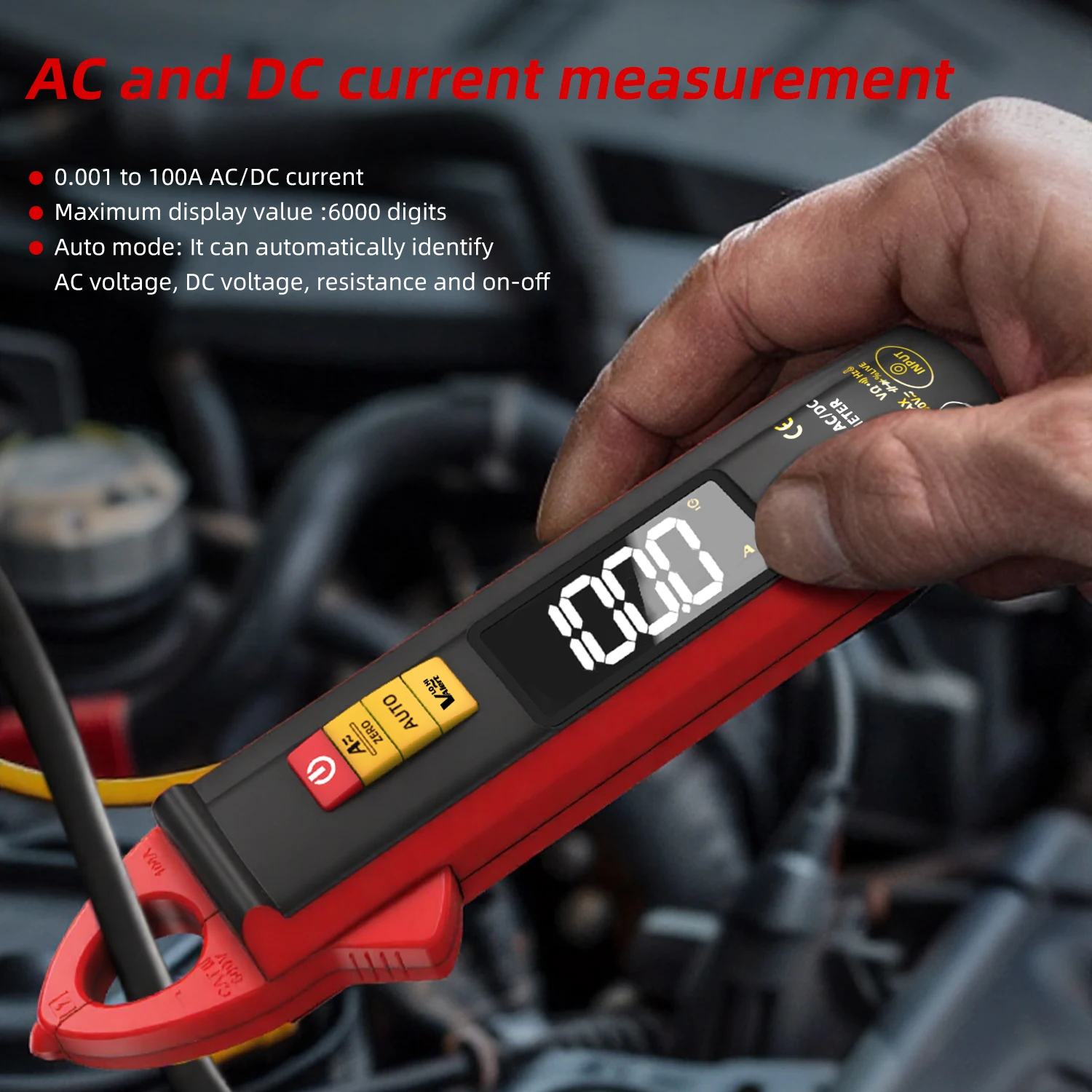 BSIDE NEW Digital Clamp Meter True RMS 6000 DC/AC 100A 1mA Auto Ammeter Multimeter Car Current Voltmeter Cap temp Hz tester