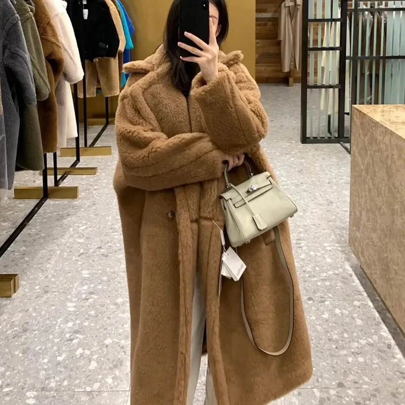 Especially Women For Winter 2023 New Warm Plush Loose Alpaca Wool Long Coat Cashmere Outerwear&Coats Cold Protection Jacket