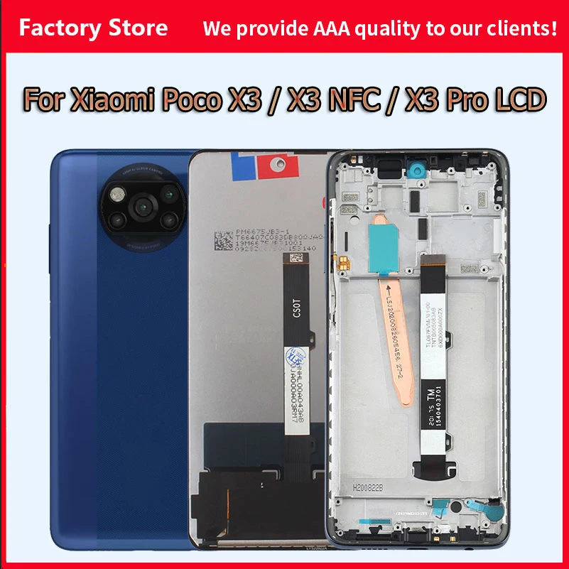 Original LCD For Xiaomi Poco X3 Lcd With Frame Display Screen For POCO X3 Pro NFC Screen With Frame LCD Display M2007J20CT