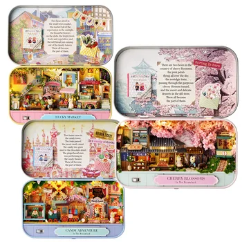 DIY Wood DollHouses Handmade Funny Box Theatre Miniature Box Cute Doll Houses Assemble…