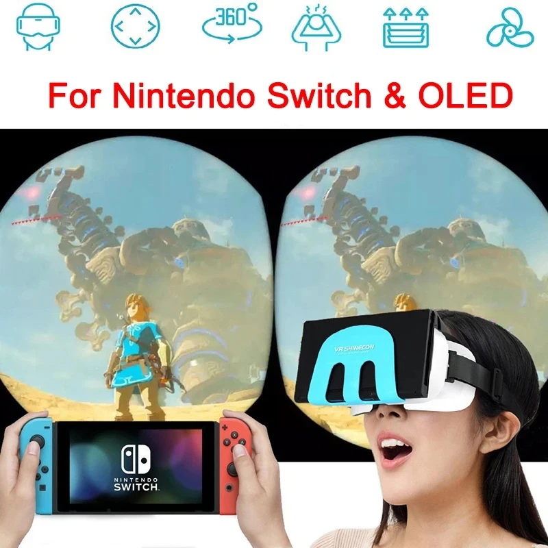 G11 VR 3D Goggles Compatible with Nintendo Switch & OLED Virtual Reality VR 3D Glasses Helmet Lense Goggles Gaming Accessories