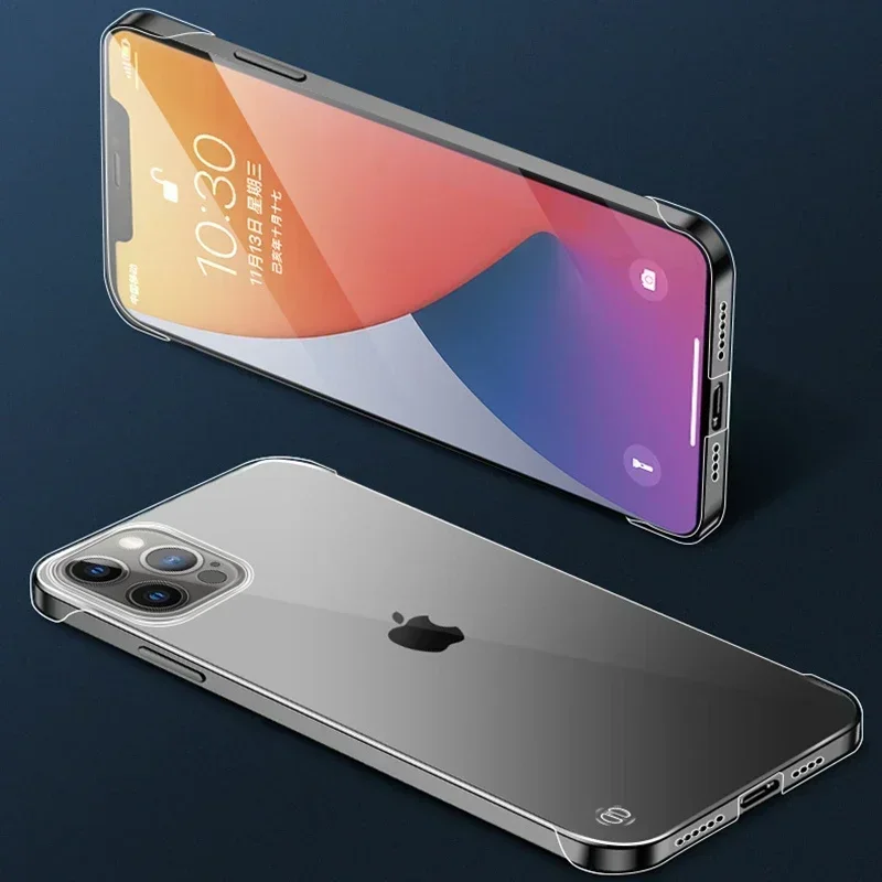 Frameless Clear Phone Case For iPhone 11 Pro XS Max XR X 8 7 Plus SE 2020 16 15 14 13 12 Mini Transparent Slim Plastic Cover