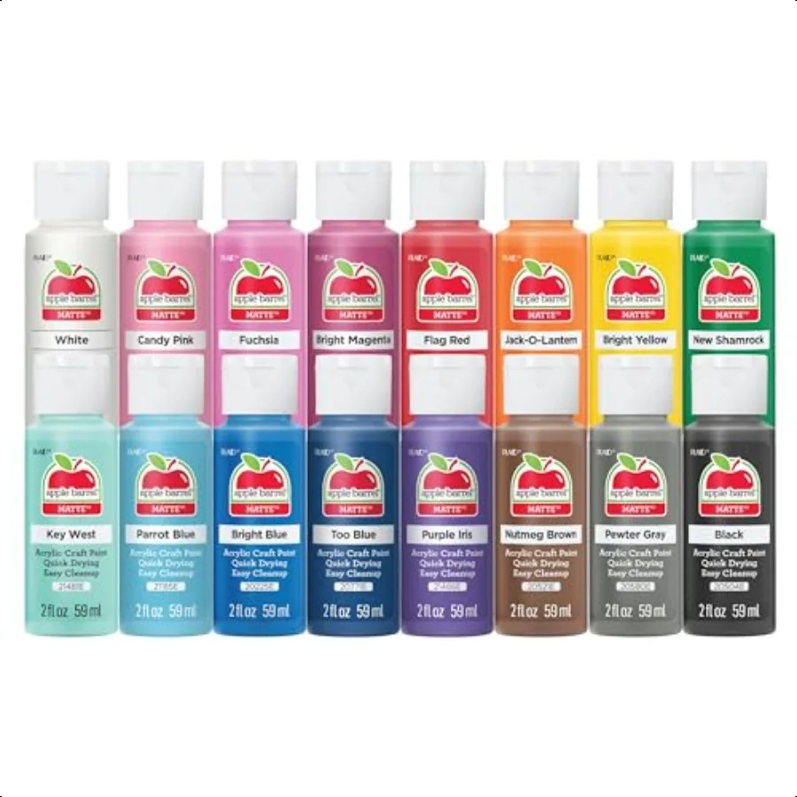 

Apple Barrel Vibrant Spectrum Collection Acrylic Craft Paint PROMOABIII 2 fl oz each 16 assorted matte colors 16 count