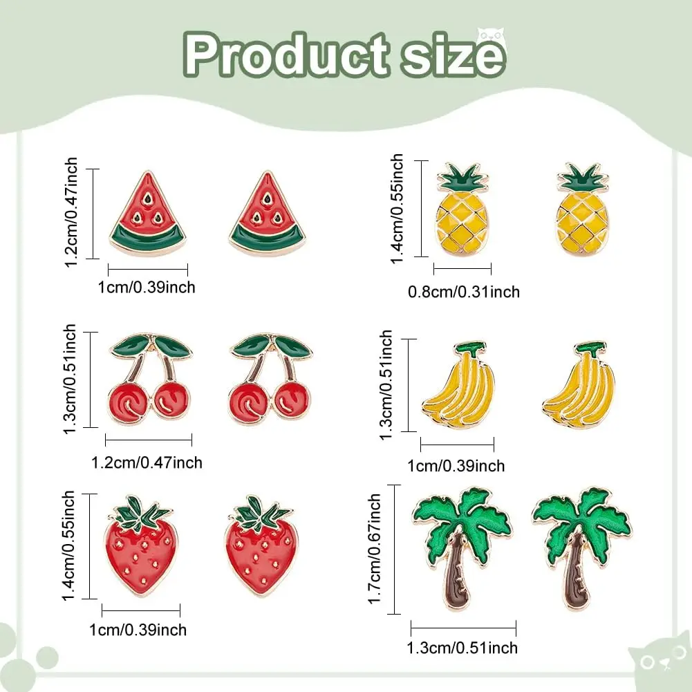 Fruit Earrings Cute Fruit Earrings for Women Strawberry Cherry Banana Watermelon Pineapple Earrings Summer Jewelry Creative