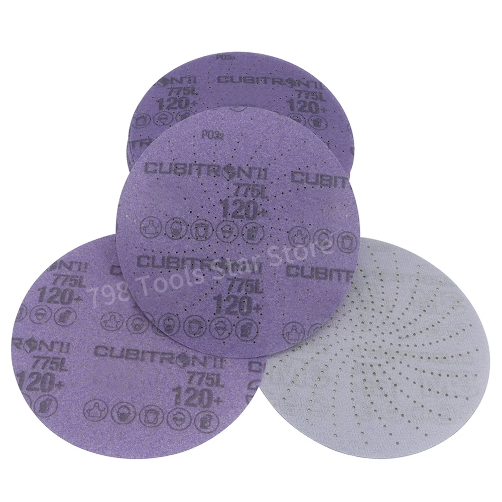 50-disques-abrasifs-cubitron-ii-hookit-clean-de-6-pouces-150-mm-775l-a-fixation-auto-agrippante-pour-peinture-motif-multi-trous