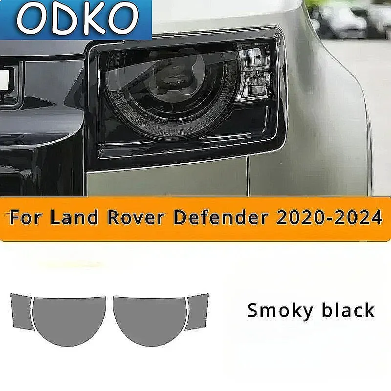For Land Rover Defender 2024-2020 Headlight Accessories Protective Film Headlamp Restoration Transparent Black TPU PPF Sticker