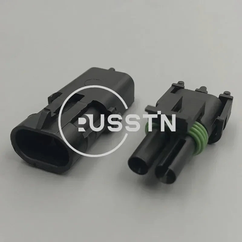 1 Set 2 Hole With Rubber Seal And Terminal Auto Injector Socket AC Assembly Waterproof Car Harness Connector 12015792 12010973