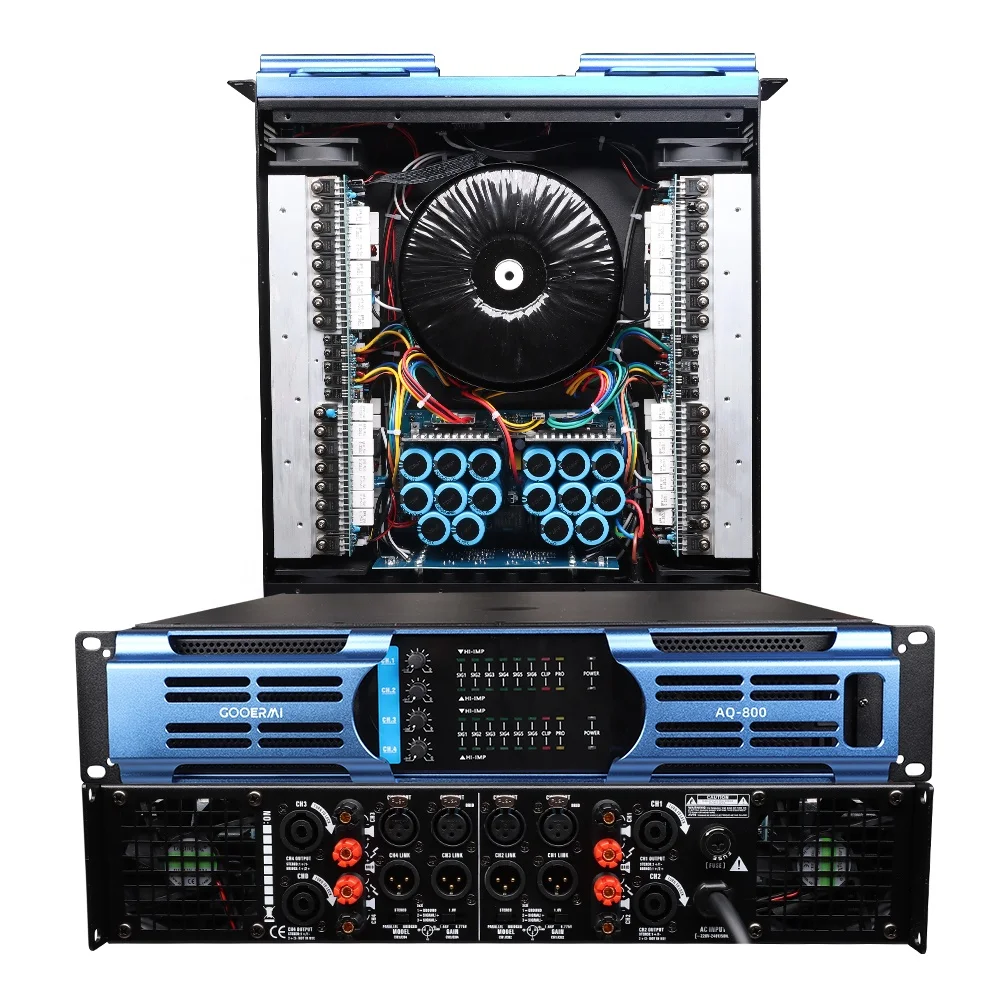 

MIA-AQ800 Professional Audio Power Amplifier 4 Channel 800 Watt 8 Ohms Speakers Power Amplifier Sound Equipment