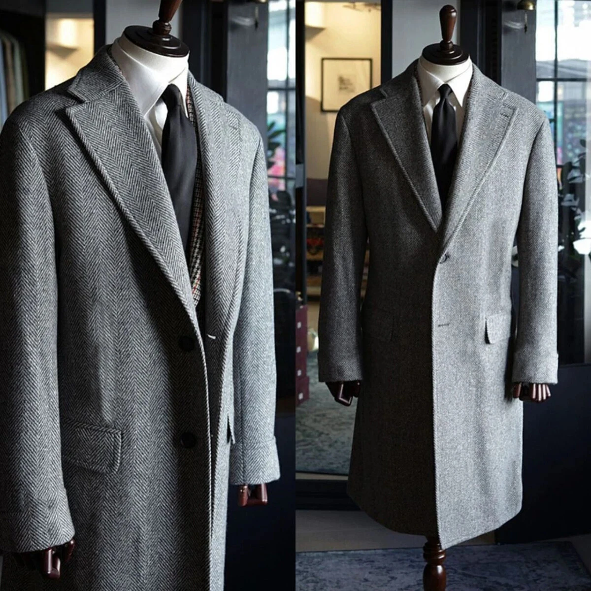 

Italy Retro Men's Coat Solid Color Warm Windproof Extended Windbreaker Business Casual Tailored Men's Coat