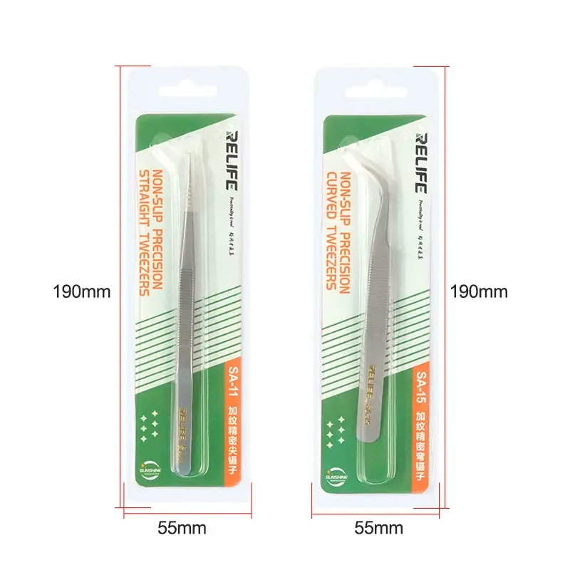RELIFE Precision sharp CellPhone Repair Tweezers Anti-static Anti-slip Clips High Toughness Fine Tips Picking Tools RT-SA11-15