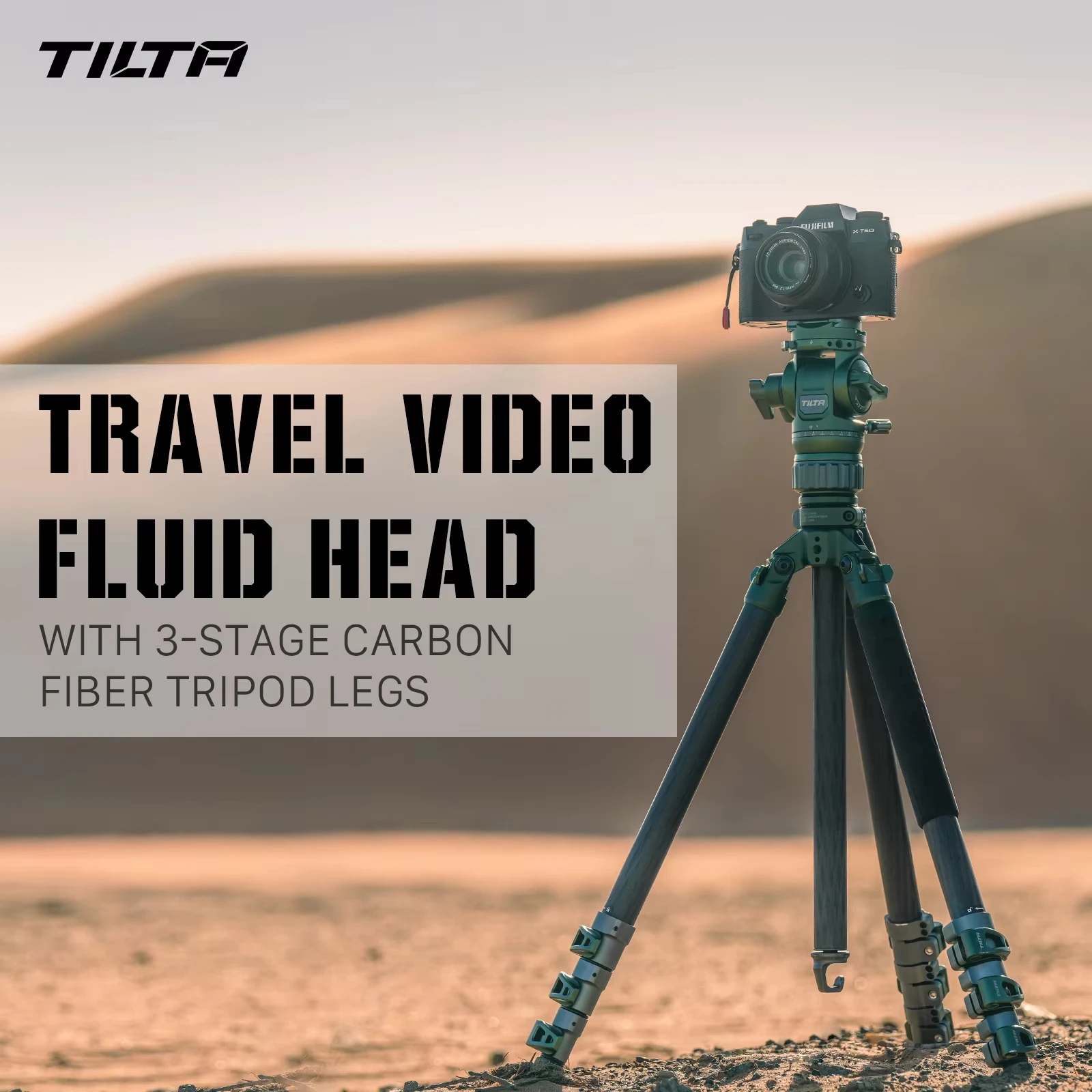 TILTA VT05 Travel Video Fluid Head with 3-Stage Carbon Fiber Tripod Legs (5KG) TT-VT05-FB